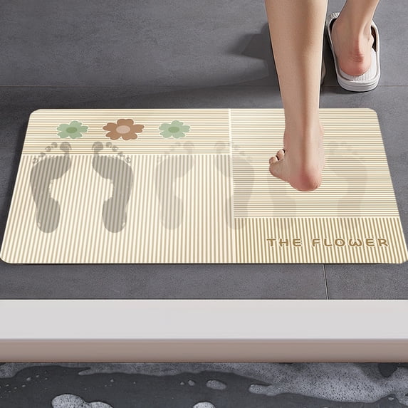 cpengpj Diatomite Bath Mat 15.7x23.6in, Non-Slip TPR Backing Quick ...