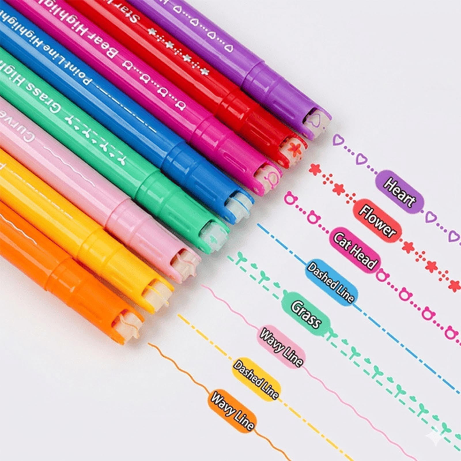 cpengpj Double-headed Wave Pattern Roller Pens, Colorful Decorative ...