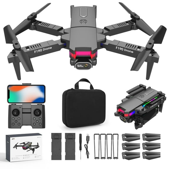 cpengpj Dual 4K FPV Camera Drone, Foldable WiFi Remote Control Quadcopter with Altitude Hold, Headless Mode, Speed Adjustment, RC Toy Gift for Boys Girls, Plastic/Metal Build, Black and Blue Colors