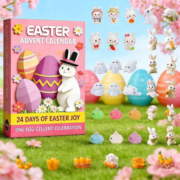cpengpj Easter Advent Calendar 1-Piece, with 24 Collectible Carrot Ornaments, 24 Days Countdown Calendar, Handmade Decorations for Easter Holiday, Home Decor and Spring Themed Events
