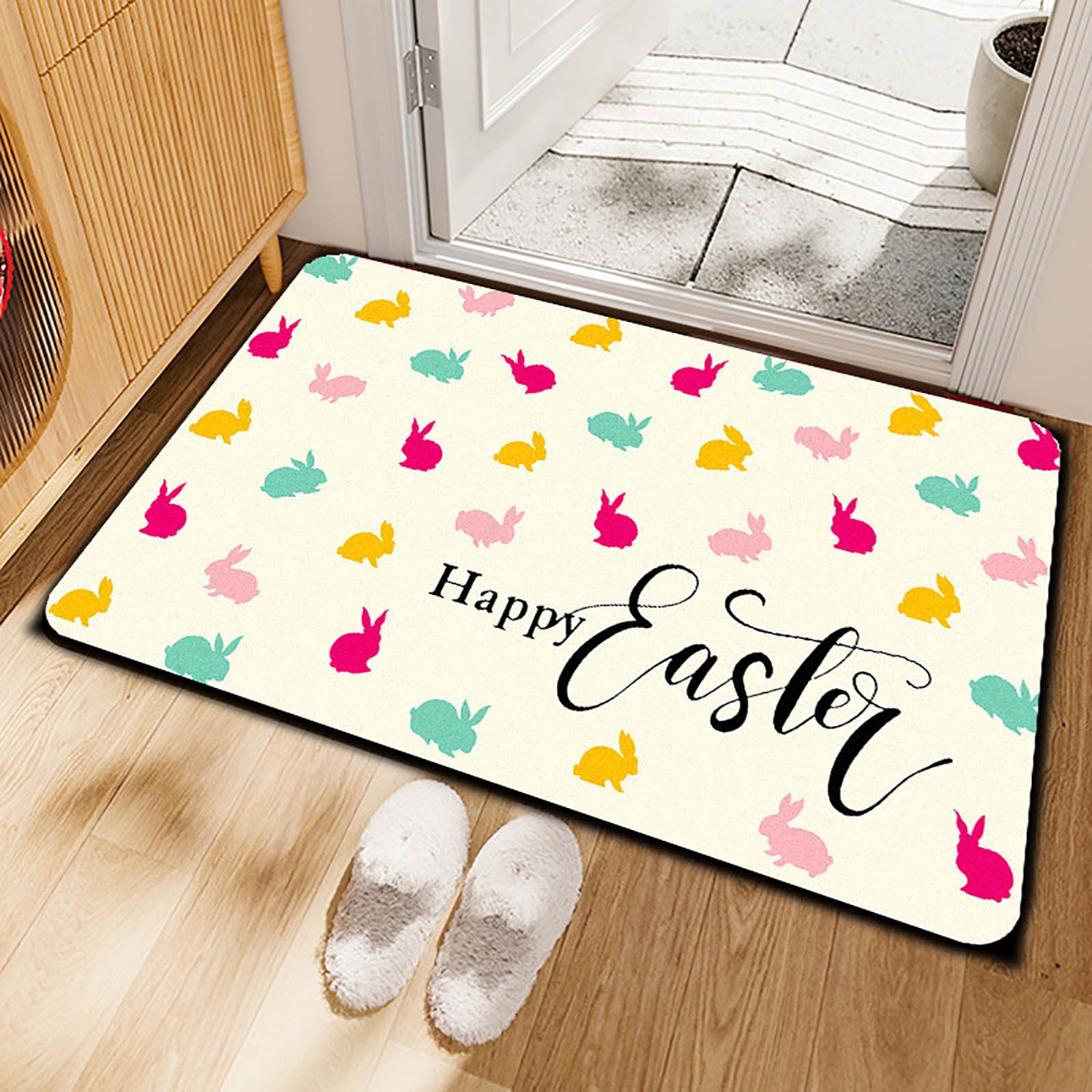 Easter Colors Rag Rug cpengpj Easter Bunny Rug Colorful Plush Carpet with Egg Designs, Soft ...