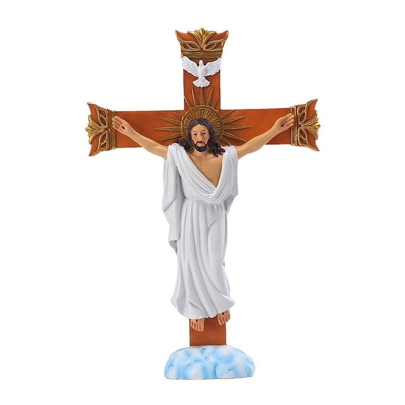 cpengpj Easter Cross Jesus Ornament 1-Piece, Resin Material Exquisite Workmanship Clear Lines European Style Figurine Design, for Home Wall Decor