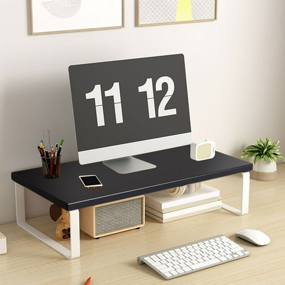 cpengpj Ergonomic Wooden Monitor Riser Stand, Adjustable Desktop Organizer with Storage Shelf for Office, White/Black/Multicolor, 30x20x8cm, Heavy Duty and Space Saving Design