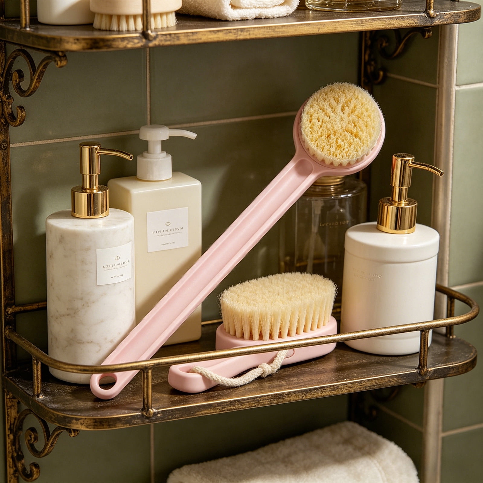 cpengpj Extended Handle Body Shower Brush, Soft Nylon Bristles ...