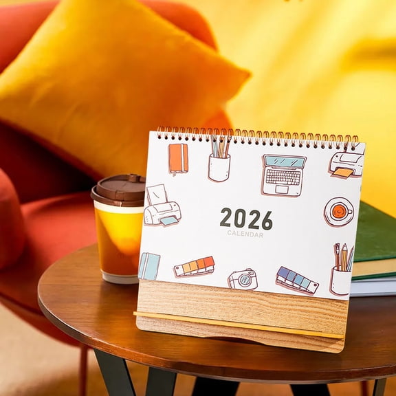cpengpj Festive Red 2026 Desk Calendar, Thickened Ink-Proof Paper, for Office Desktop Time Management, 1 Piece