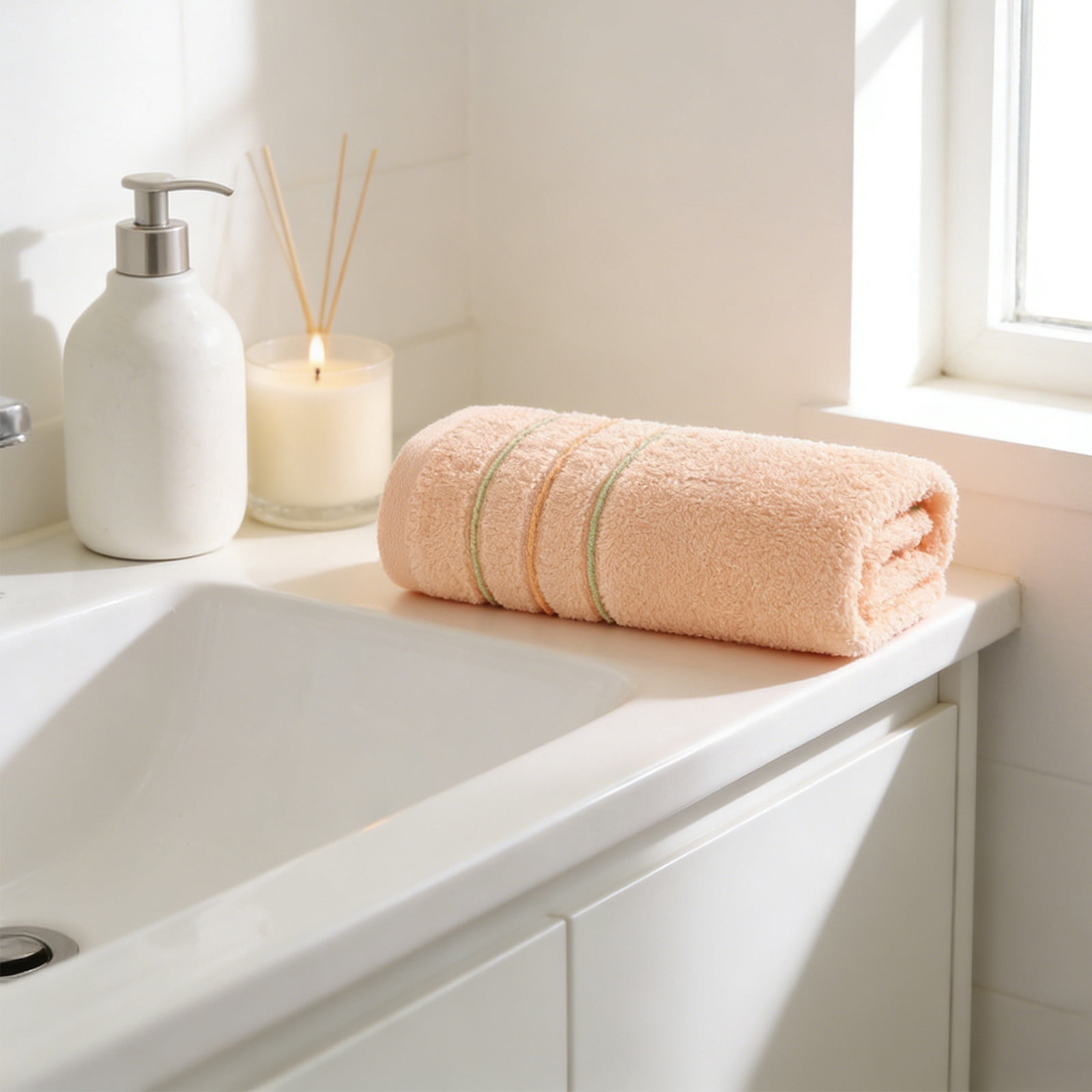 cpengpj Fine-Striped Pattern Cotton Towels, Superior Absorbent Skin ...