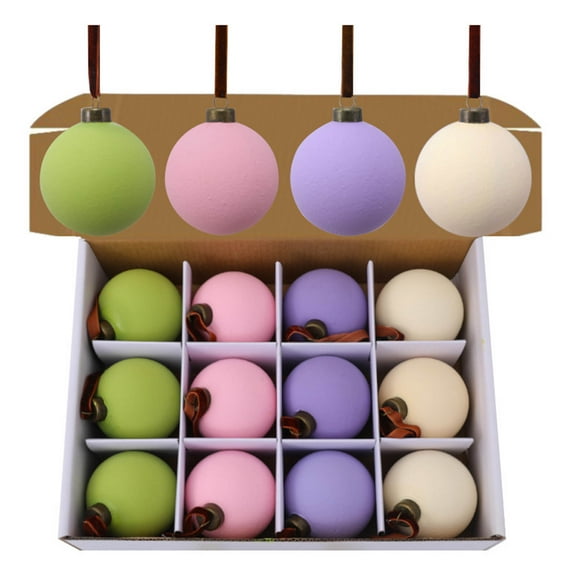 cpengpj Flocked Textured Christmas Ball Ornaments 6cm/12PC, Plastic Xmas Tree Decorations with Hanging Rope, Indoor Outdoor Holiday Decor (12 Pieces)