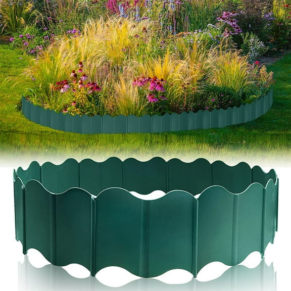 cpengpj Garden Edging Border with Anchoring Spikes, Plastic Landscape Edging Border Imitation Stone Fence for DIY Outdoor Yard Landscaping