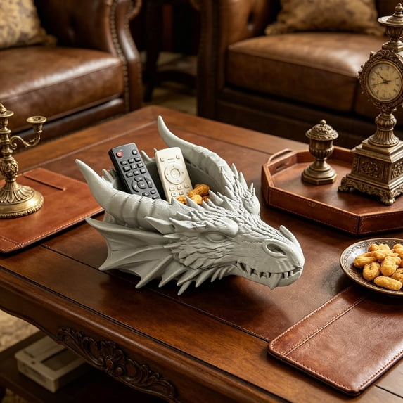 cpengpj Gothic Dragon Head Desktop Tray, Sturdy Resin Wear Resistant, for Dark Themed Room Desk Organization, 1 Piece