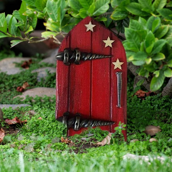 cpengpj Green Fairy Door Wooden Miniature Doors Outdoor Mini Fairy Gnome House Accessories for Tree Trunk Ornaments Garden Miniatures, Garden Sculptures and Statues