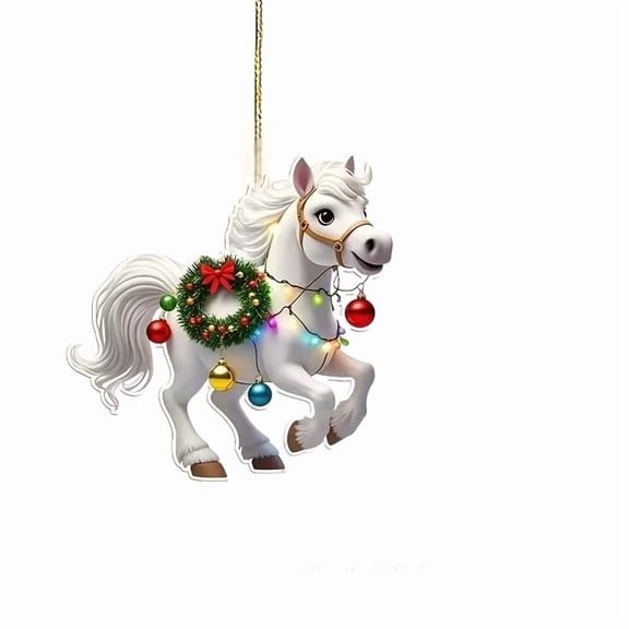 cpengpj Hanging Pendant 1-Piece, 2D Flat Horse Shape Acrylic Material Wear Resistant, for Christmas Tree and Car Interior Decoration