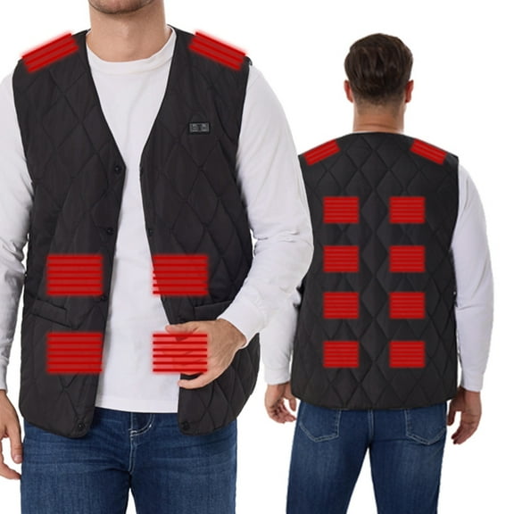 cpengpj Heated Jacket with 16-Zone Carbon Fiber Heating, USB-Powered 3-Temp Control Vest for Outdoor Winter Activities Motorcycle Camping Skiing