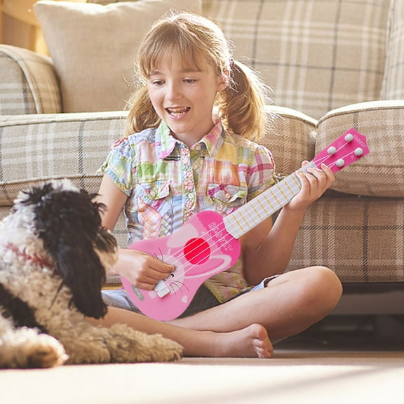 cpengpj Kids Educational Ukulele Toy with ABS Plastic and Nylon Strings, Mini Guitar for Children Music Learning, Walmart's Choice Interactive Music Instrument