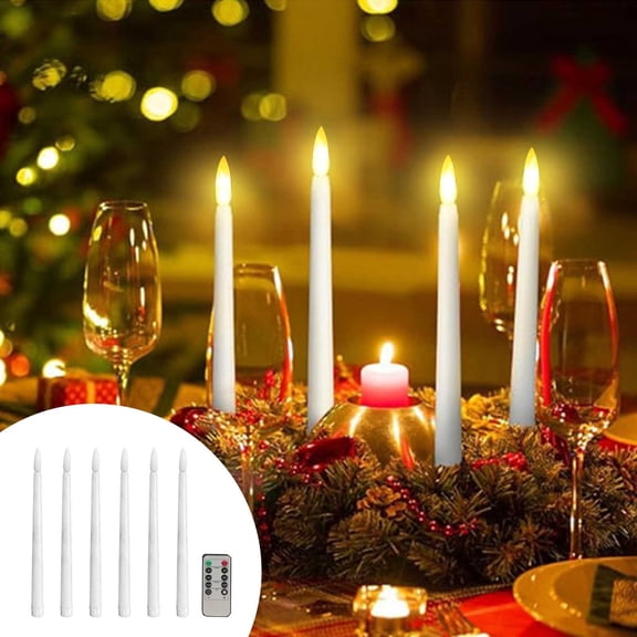 cpengpj LED Flameless White Taper Candles with Remote, Candlesticks Battery Operated Long Realistic Fake Candle Sticks for Home/Wedding/Fireplace Xmas Decor