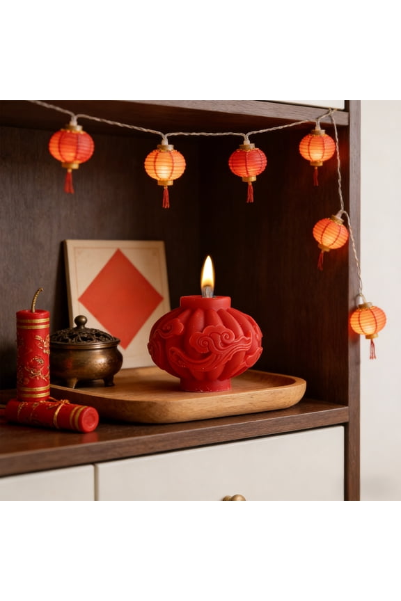 Lantern Shaped Scented Candle, Soy Blended Wax, for Living Room Festive Ambience Creation, 1 Piece