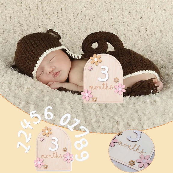 cpengpj Milestone Cards 10-Pack, Solid Wood 6.3 Inch Round, Crack Resistant Clear Printing, for Newborn Photography and Growth Memory Keepsake