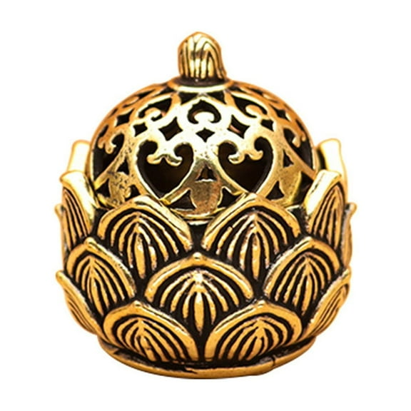 cpengpj Mini Brass Incense Holder Copper Incense Cone Incense Burner Stick Burner Gold Plate Holder Metal Ash Home Fragrance Decoration