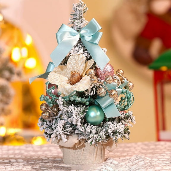 cpengpj Mini Christmas Tree Desktop Decor DIY Kit, Plastic, White/Red/Green, 33cm Holiday Tabletop Decoration for Home Office Small Spaces, Easy Setup Xmas Tree Ornament