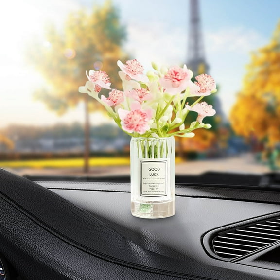 cpengpj Mini Glass and Plastic Car Flower Ornament, Fresh - looking with Simulated Flowers, Stable and Safe for Car Interior Decoration
