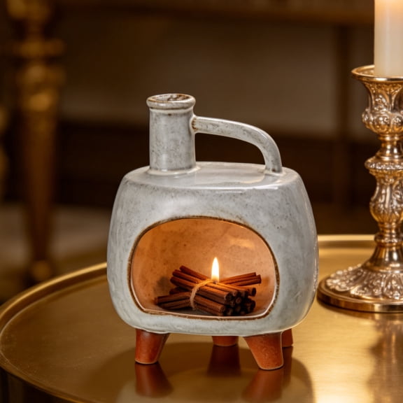 cpengpj Miniature Chimney Design Incense Burner, Handcrafted Ceramic Heat Resistant, for Bohemian Living Room Space Atmosphere Enhancement, 4.7in