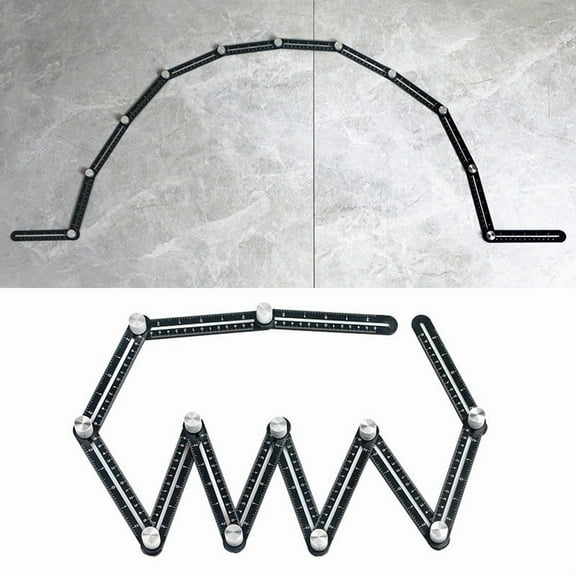 cpengpj Multi-Functional 12-Fold Aluminum Alloy Tile Ruler, Professional Tiling Tool for Precision DIY and Wall Floor Projects