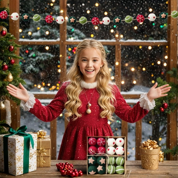 cpengpj Multicolor Polyester Christmas Hanging Balls String, Festive Tree Ornaments Box for Holiday Decoration, Durable and Reusable Decor