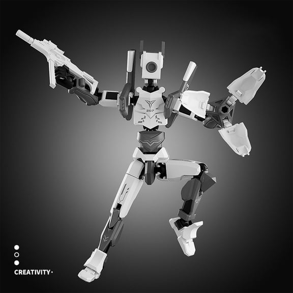 cpengpj No-Tool Assembly Mech Doll 1-Pack,Sturdy Plastic Multi-Joint Movable,for Dorm Room Desktop Hobby Display