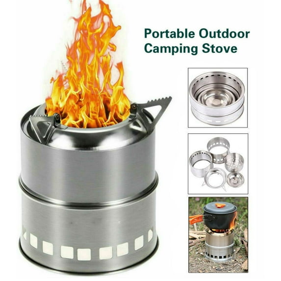 cpengpj Outdoor Stainless Steel Wood Burning Camping Stove, Portable Folding Stove for Backpacking, Picnic and Hiking, Lightweight Detachable Design with Efficient Burn, Low Smoke, Multi-Fuel Use