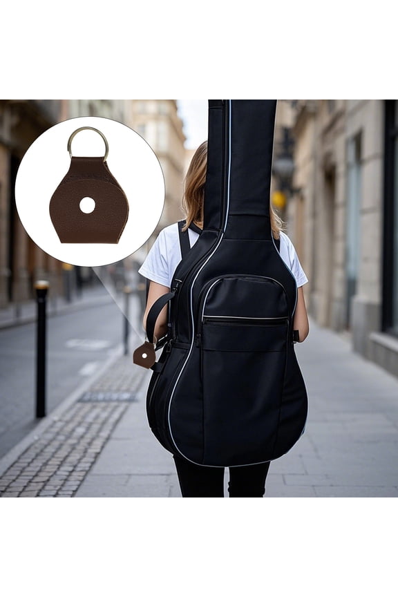 PU Leather Guitar Pick Keychain Holder, Sturdy Rust-Proof Metal Keyring, for Guitar Player On-The-Go Pick Storage, 1 Piece