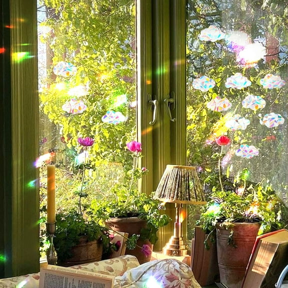 cpengpj PVC Static Cling Window Film Sun Catcher Rainbow Prism Decorative Sticker for Home Office No Glue Easy Install Reusable