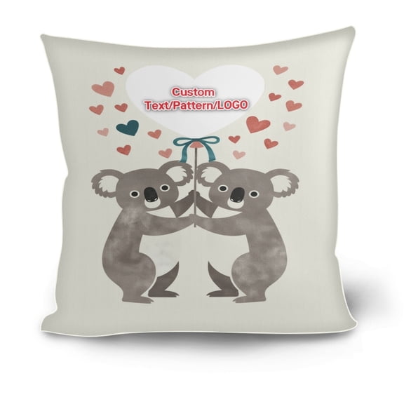 cpengpj Personalized Photo Pillowcase 44x44cm Customized Anniversary Gift Imitation Linen Square Pillow Cover with Hidden Zipper Breathable Home Decor