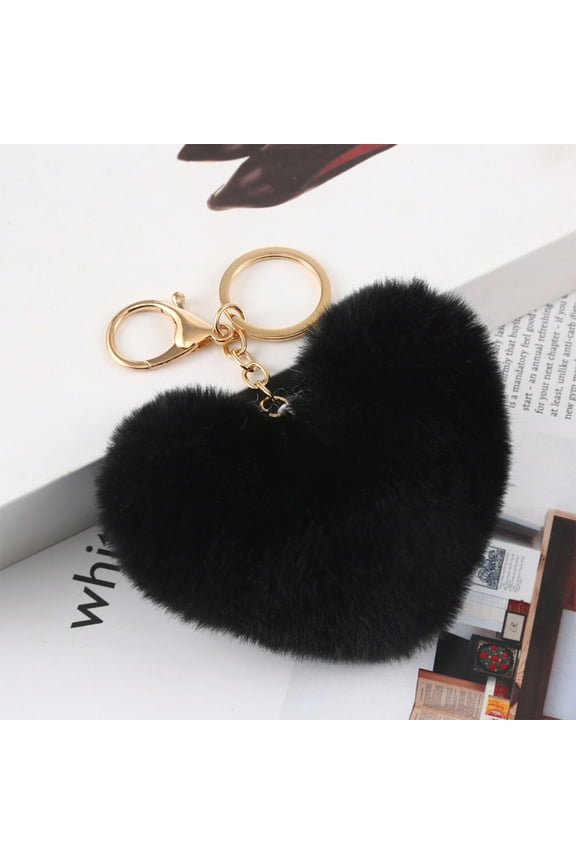 Plush Love Key Pendant Lmitation Fur Plush Pendant School Bag Pendant Decoration