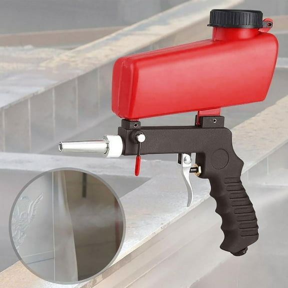cpengpj Pneumatic Sand Blasting Pot, Handheld Portable Red PVC Adjustable Sandblaster Tool for Rust Removal and Metal Surface Treatment