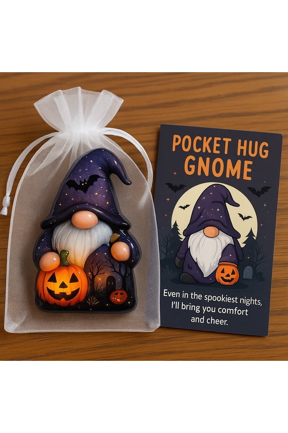 Pocket Gnome 1-Piece, Halloween Themed With Detachable Keychain, Positive Printed Reminder, for Daily Carry and Halloween Gifting