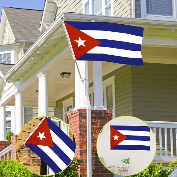 cpengpj Polyester Material Cuban Flag 3x5FT,Double Stitched Edges,UV Resistant for Patio Long-Lasting Outdoor Display