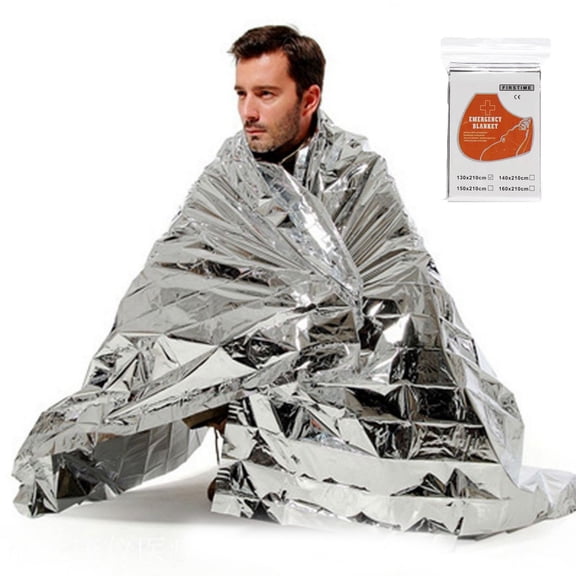 cpengpj Portable Emergency Emergency Blanket 2-Pack,Aluminized Mylar Heat-Retaining,for Winter Camping Hypothermia Prevention