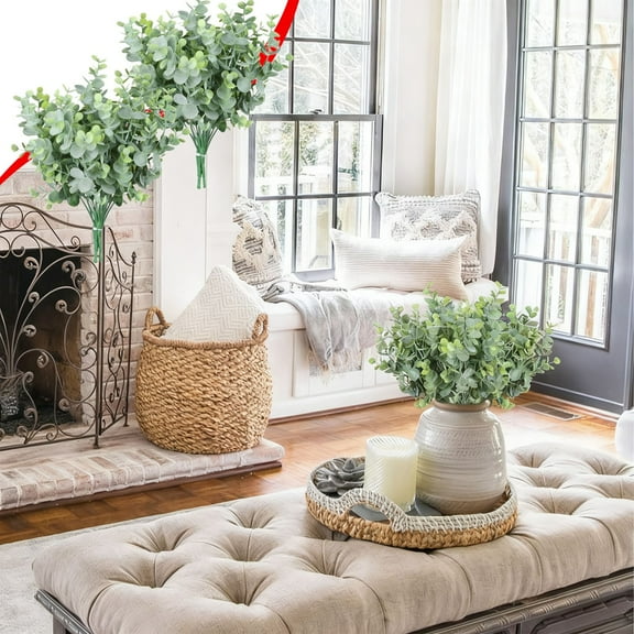 cpengpj Realistic Artificial Eucalyptus Leaves for Wedding and Home Decor, Plastic Greenery Centerpieces, Fake Plants for Hotel Party (Green, 38cm)