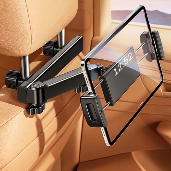 cpengpj Retractable Car Headrest Tablet Mount for Backseat, 360° Adjustable Shockproof Stand for iPad and Smartphone 4.7-12.9in
