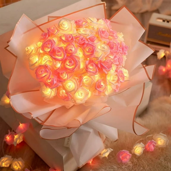 cpengpj Romantic Red Rose LED String Lights for Valentine's Day Decoration, 1.5m with 10 Plastic Flower Lamps, Battery Powered for Bedroom Party Ambient Lighting
