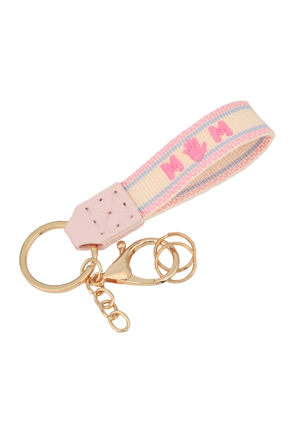 Short Style Mother's Day Gift Keycharms Fabric Embroidered Keychain Handmade Crochet Leather Keycharm Gold Circles Keychain