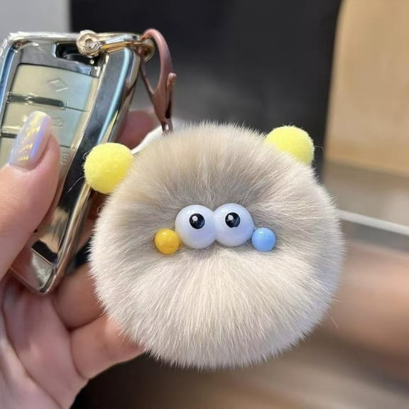 cpengpj Soft Fluffy Car Keychain Pendant - Cute Mini Velvet Keyring for Backpack, Purse, Zipper Pull, Durable Metal Hook Gift
