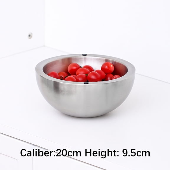 cpengpj Stainless Steel Double Wall Salad Bowl, Chilled Dip and Hot Soup Server for Outdoor Parties, Picnics, and Barbecues