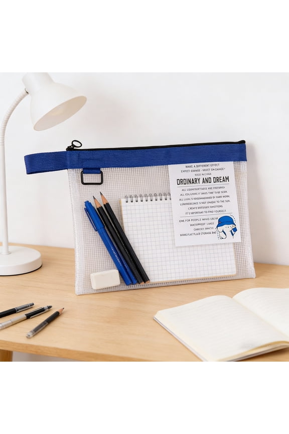 Thickened Clear Handbag, Smooth Zipper Portable Handle, for Home Office Document Organization, 1 Piece