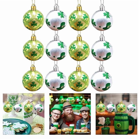 cpengpj Twisted Design Hanging Decoration 12-Pack, Green Plastic with Rope, for St. Patrick's Day Rental Apartment Damage-Complimentary Decor