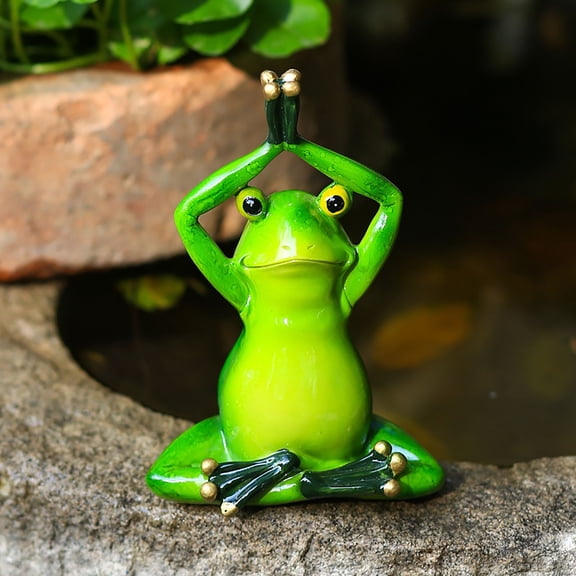 cpengpj Weather-Resistant Garden Frog Statue 1-Pack,Hand-Painted Poly Resin,for Outdoor Patio Low-Maintenance Landscape Decoration