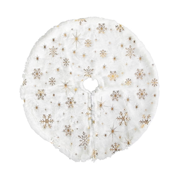 cpengpj White Classic Fluffy Christmas Tree Skirt for Tabletop Trees, Luxurious Faux Fur Festive Decor, Elegant Holiday Gift with Easy-Clean Feature (Snowflake Design)
