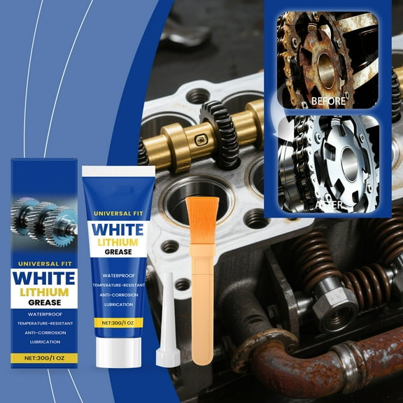 cpengpj White Lithium Grease for Automotive and Industrial Use, High-Performance Lubricant with Rust Prevention, Waterproof and Long-Lasting Protection for Bearings, Hinges, Chains, 14 oz Tube