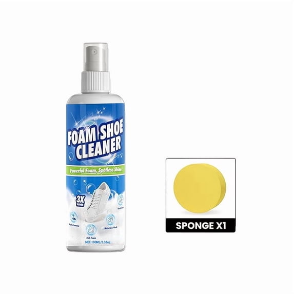 cpengpj White Shoe Cleaner 1-Pack 3.4 oz, with Sponge Applicator No-Wash Foam Formula Removes Stains and Yellowing, for Sneakers Canvas Leather and Mesh Footwear
