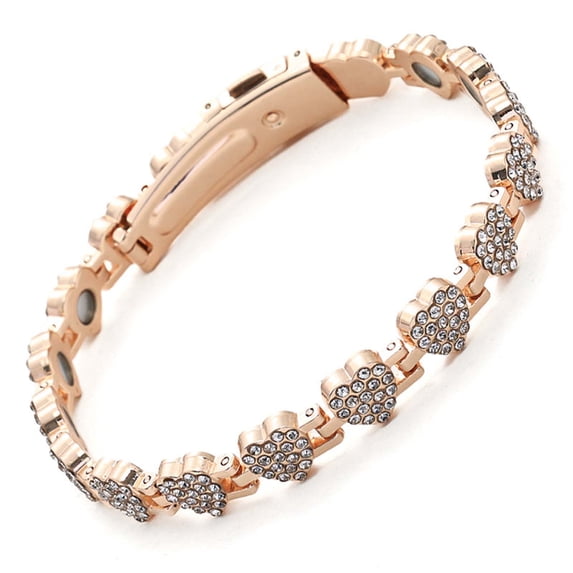 cpengpj Women's Heart-Shaped Magnetic Copper Bracelet with Zirconia Stones, Adjustable Valentine's Gift for Couples