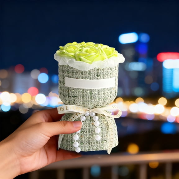 cpengpj Woven-Texture Wrapped Rose Simulation Mini Bouquet, Fade Resistant No Upkeep, for Wedding Party Table Centerpiece Decoration, 1 Piece